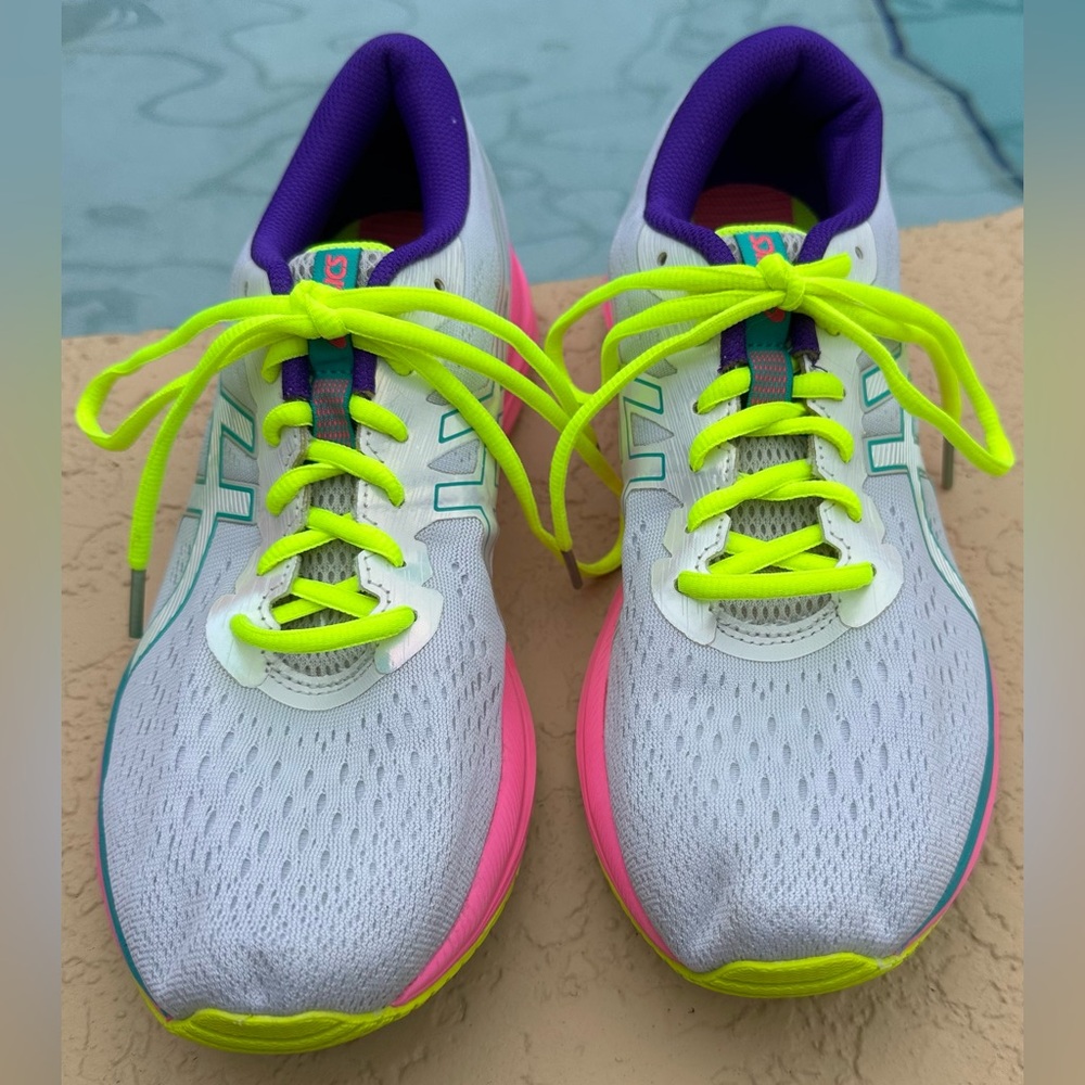 Asics Gel Excite 7 Polar Shade White Pink Neon Running Shoes Women’s Size 11 VGC - Picture 3 of 16